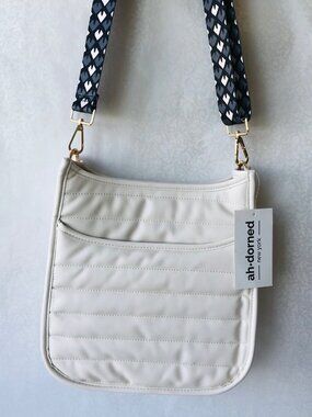 ahdorned messenger  Crossbody bag  guitar strap vegan leather  10.5”x 11.0”